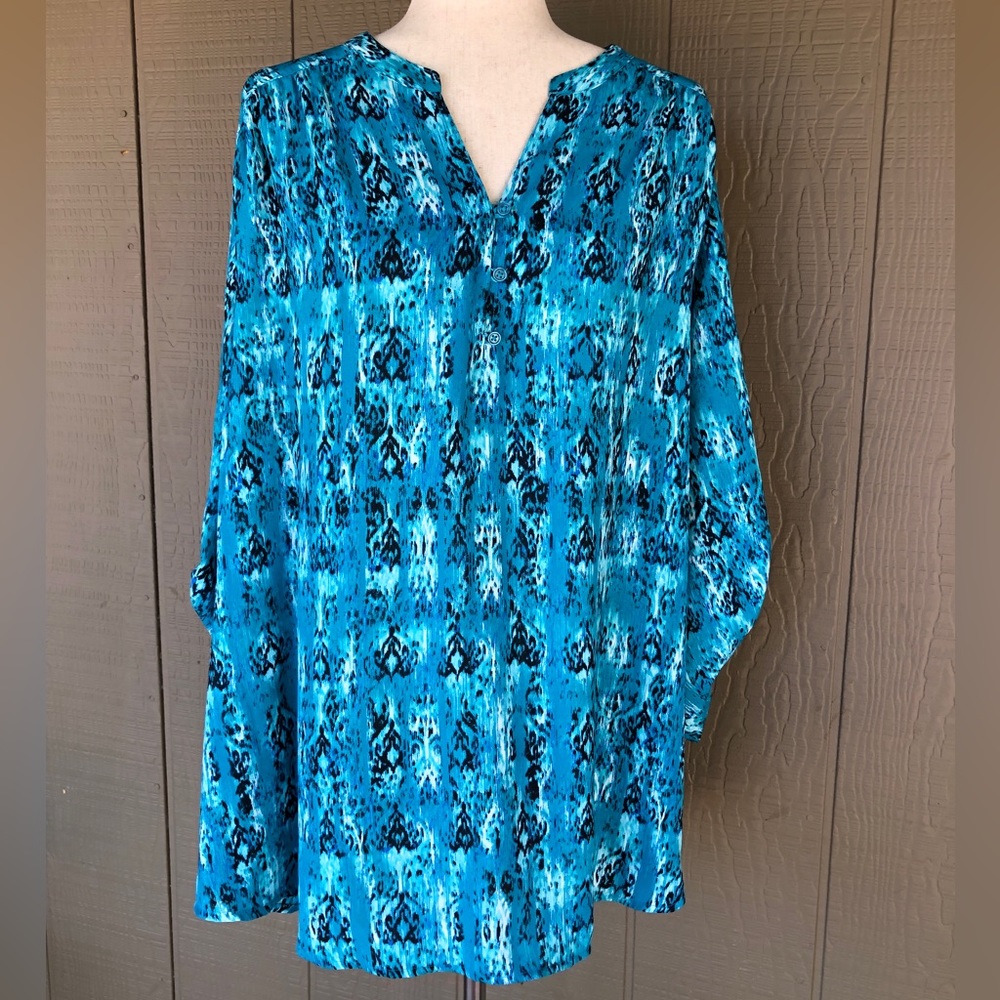 Faded Glory Teal/Turquoise/Aqua Blouse. Size- 3X
